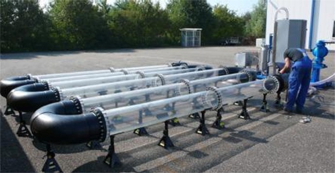 25cm diameter HDPE demo system Working demo – 25cm HDPE tube system in operation